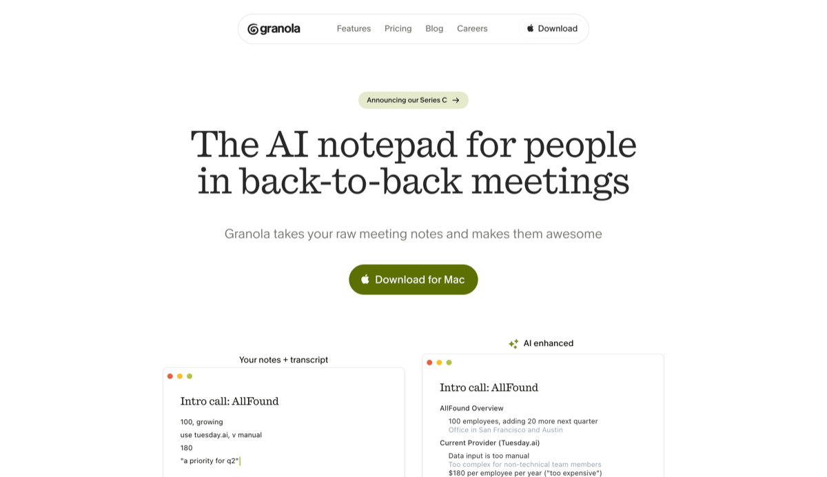 Granola bot-free AI notepad for active note-takers