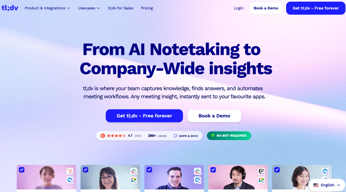 tl;dv AI meeting notes for individuals and freelancers with unlimited free recording