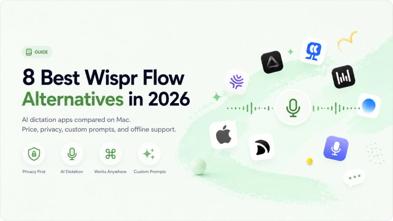 8 Best Wispr Flow alternatives in 2026: Mac dictation apps compared by price, privacy, custom prompts, and offline support