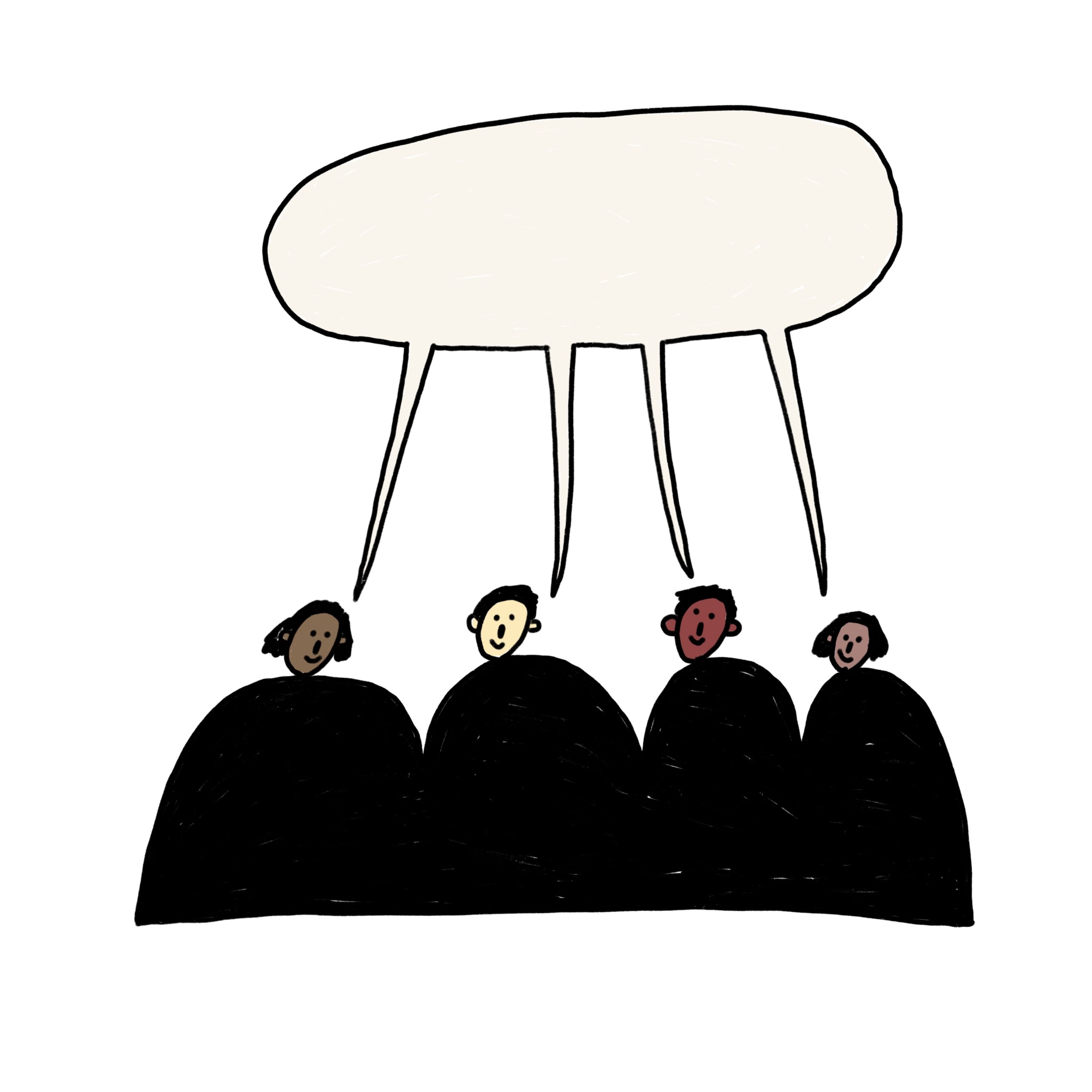 Illustration of peope having a discussion