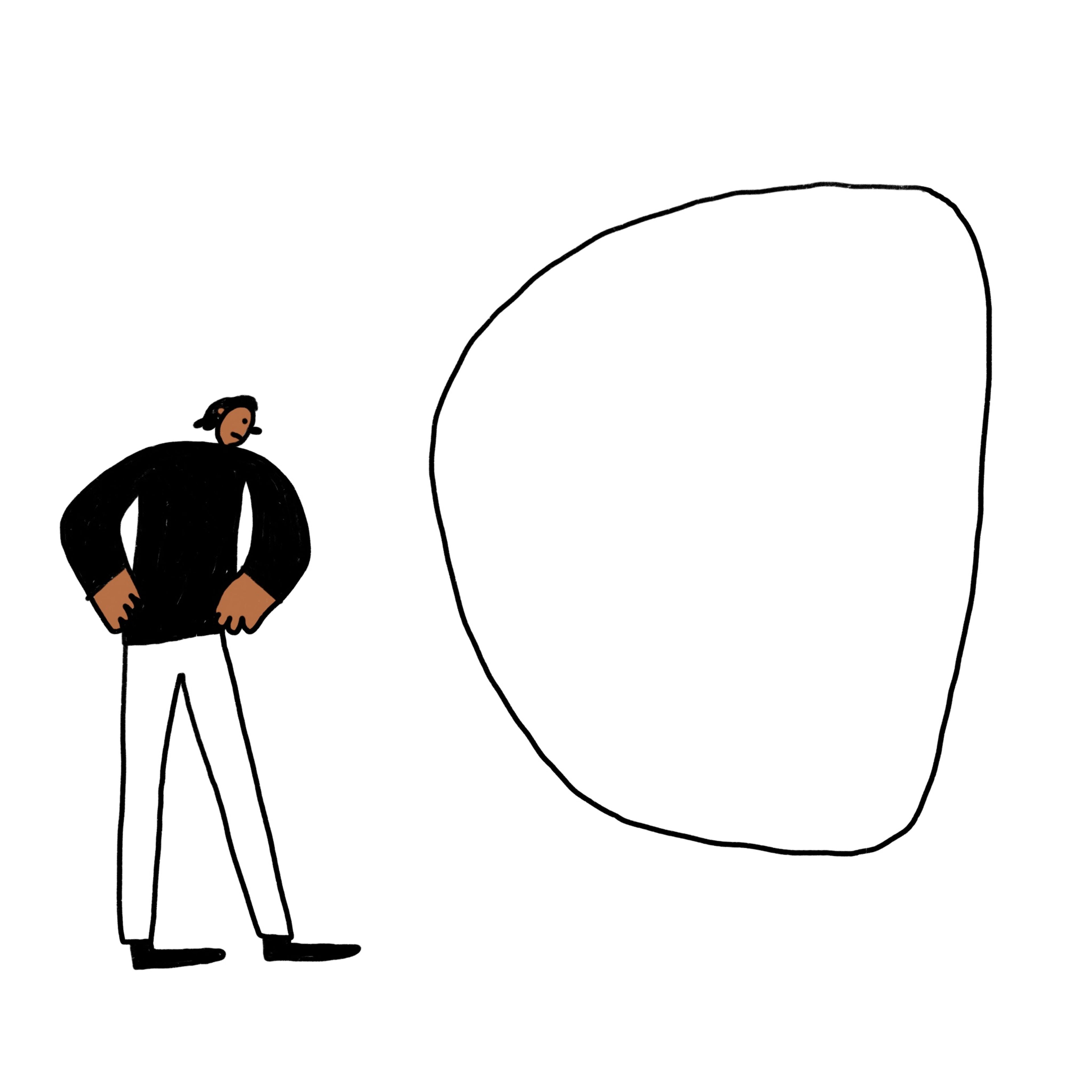 Illustration of a person standing infront of a canvas