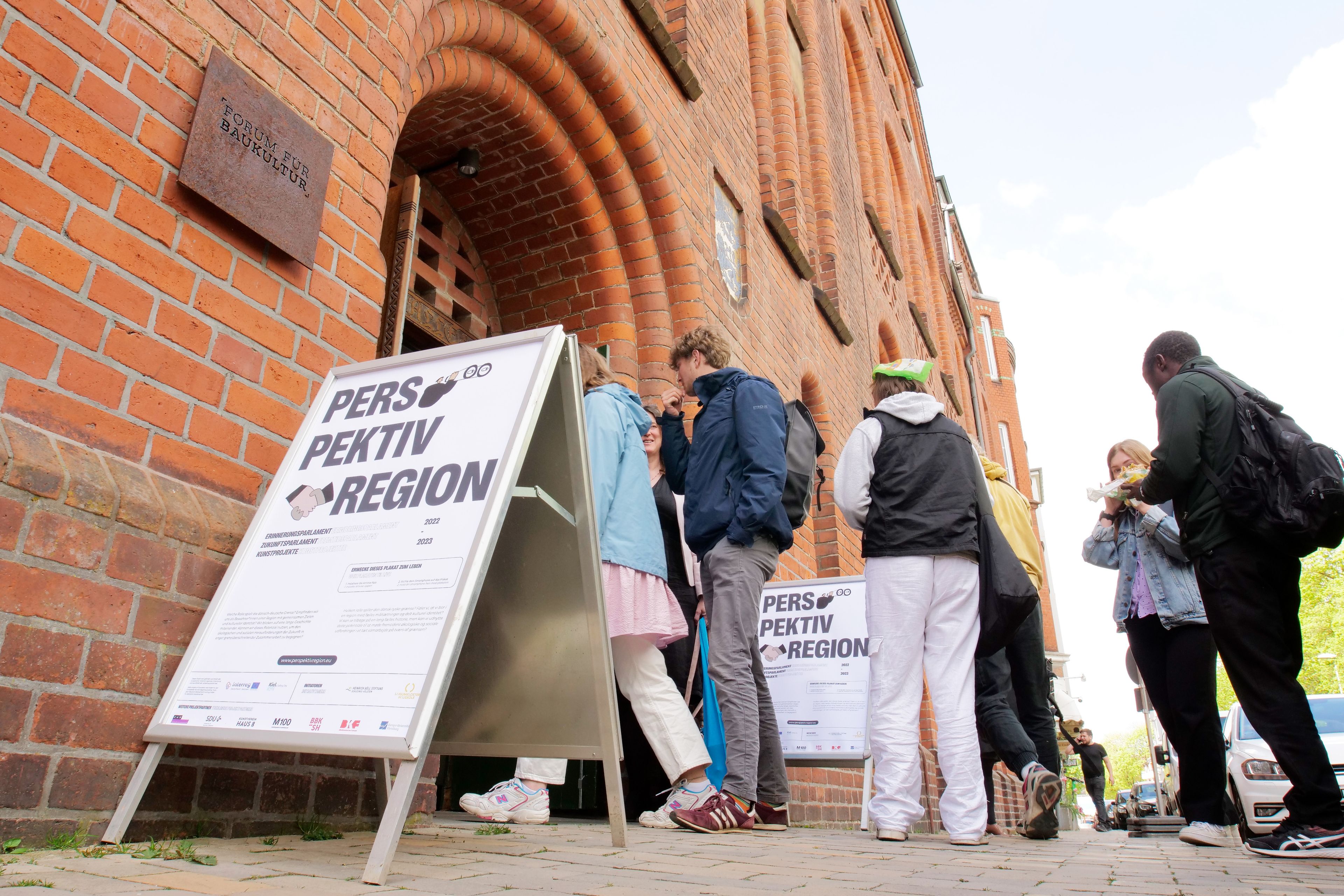 People entering the building