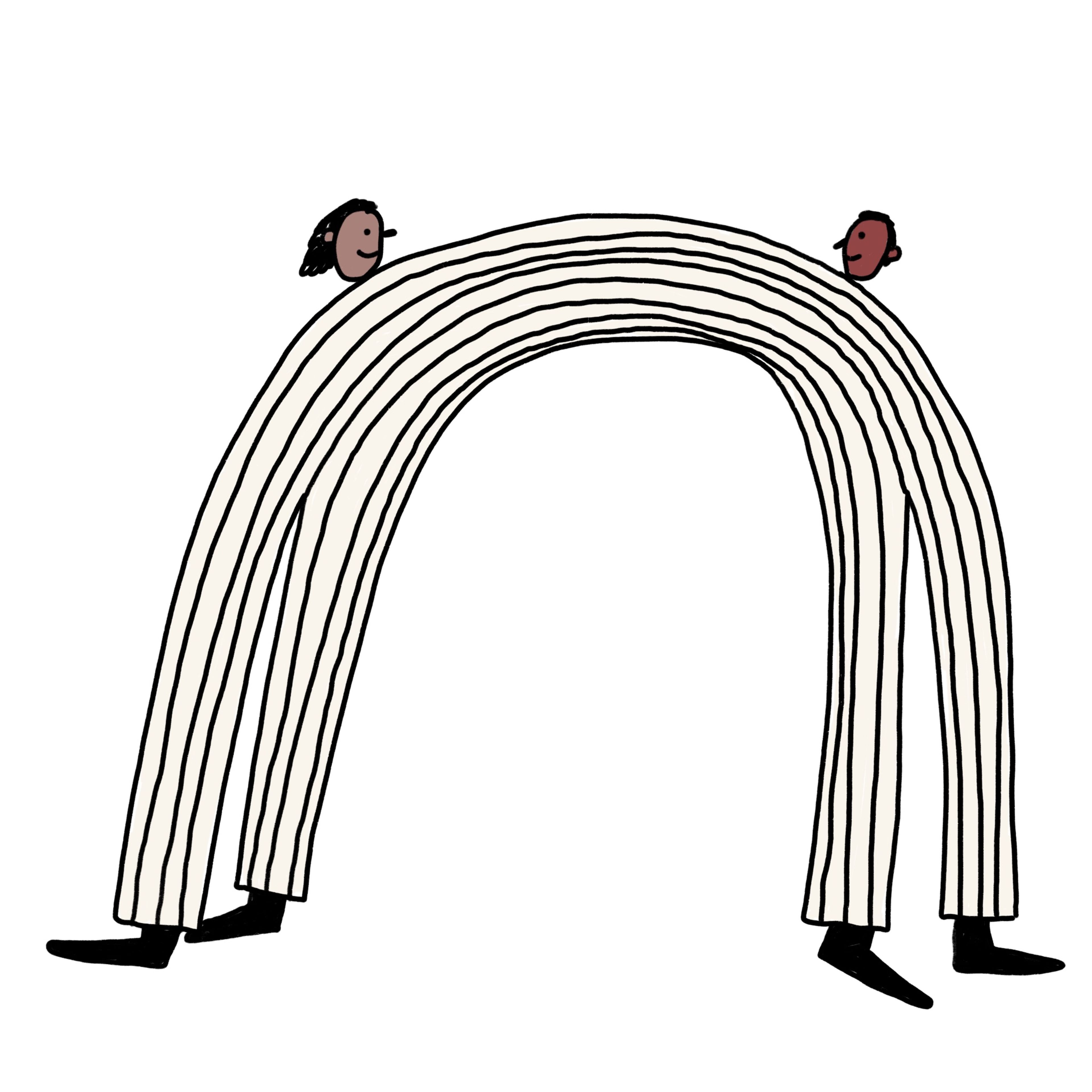 Illustration of two figures joint at the hip.