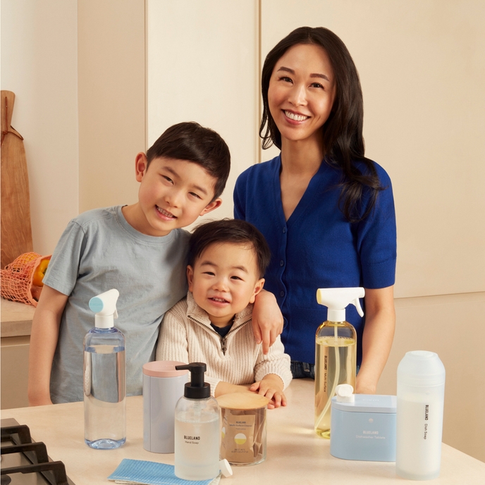 Blueland Co-Founder Sarah Paiji Yoo and her kids