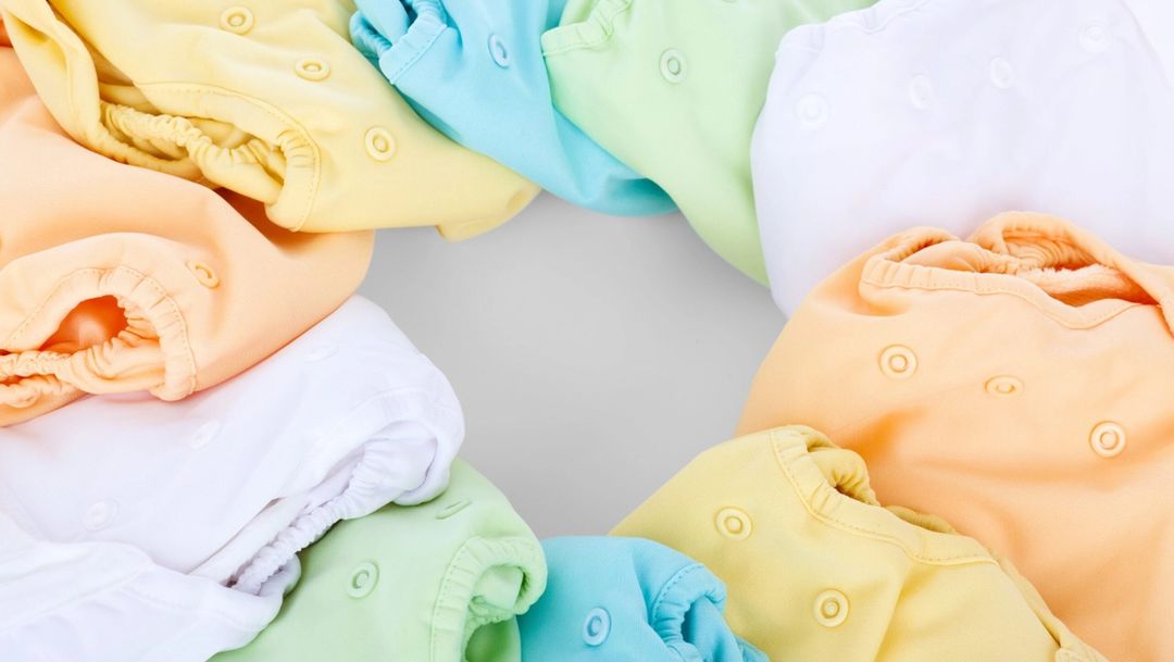 Circle of multi-colored cloth diapers