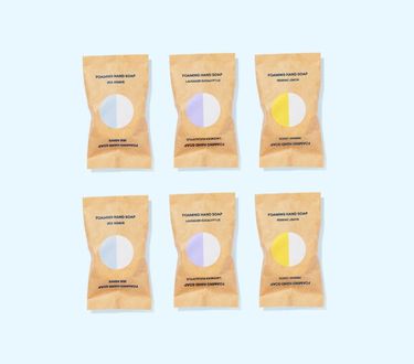6 Foaming Hand Soap tablets in compostable wrappers
