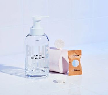 Blueland Hand Soap Starter Set: 1 refillable glass bottle and 3 hand soap tablets