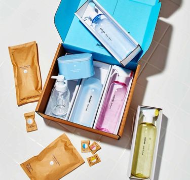 Everyday Clean Kit in box: 3 refillable cleaning bottles,1 Foaming Hand Soap, 40 dishwasher tablets, Powder Dish Soap