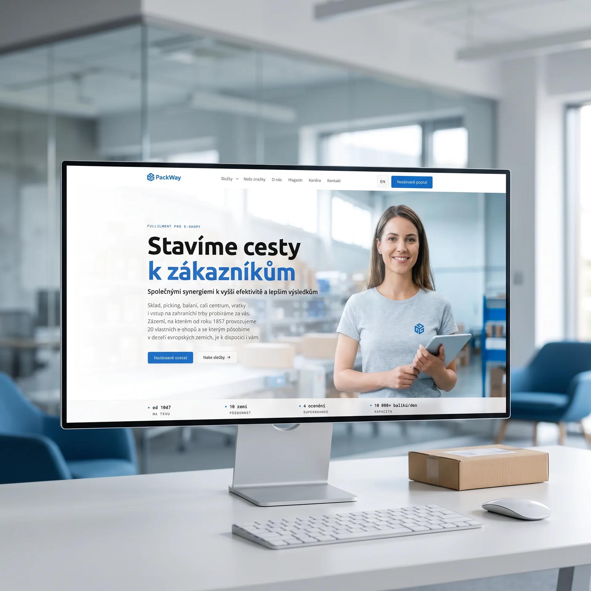 Ukázka webdesignu pro PackWay: úvodní stránka