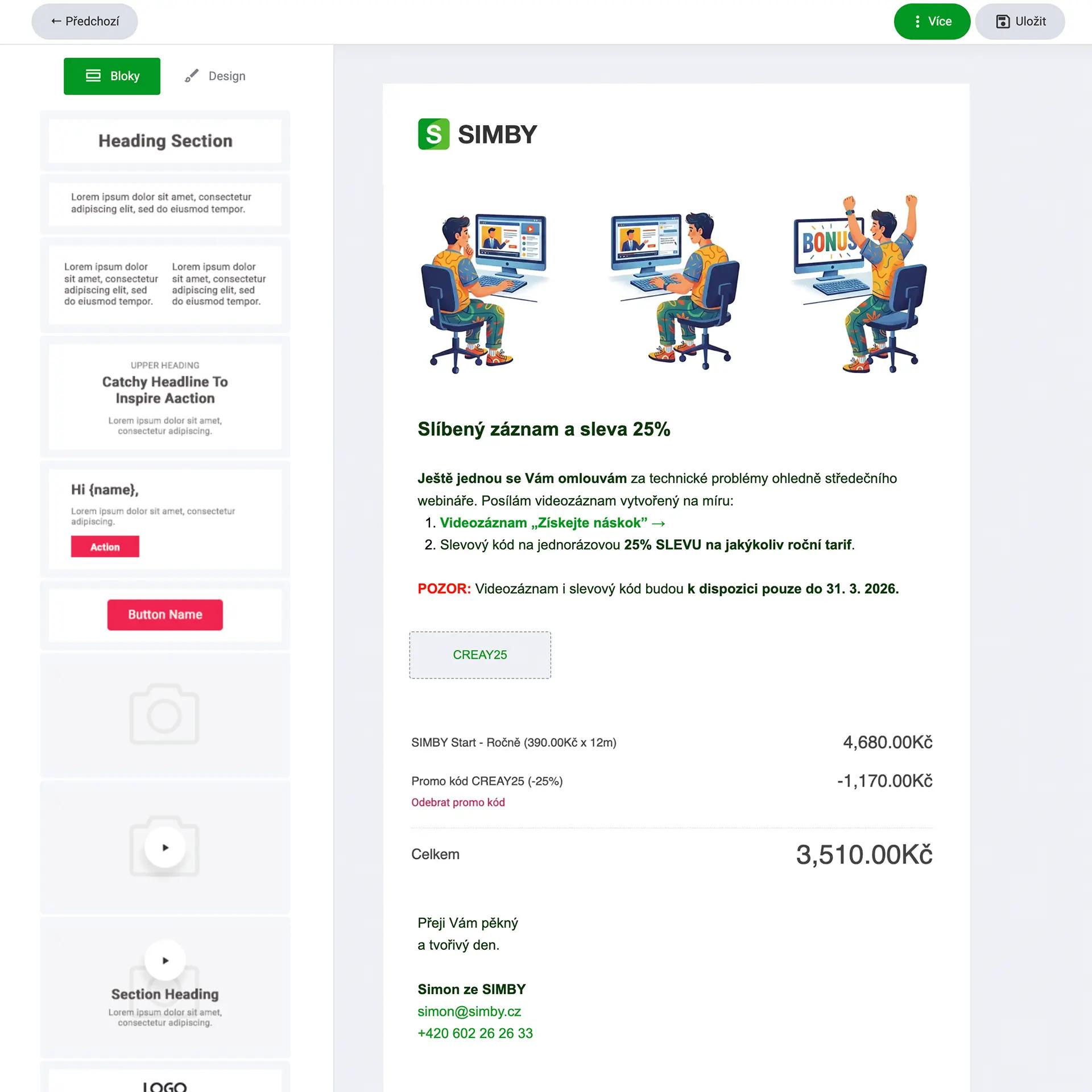 Kompletní řešení e-mailingu pro platformu SIMBY.