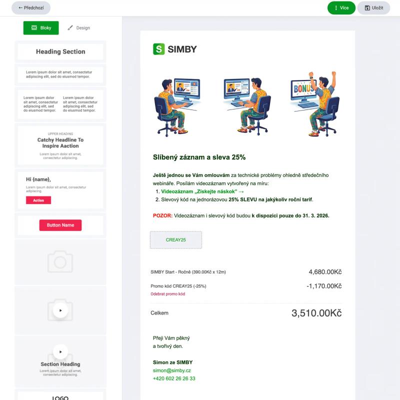 Newsletter design — ukázka výstupu