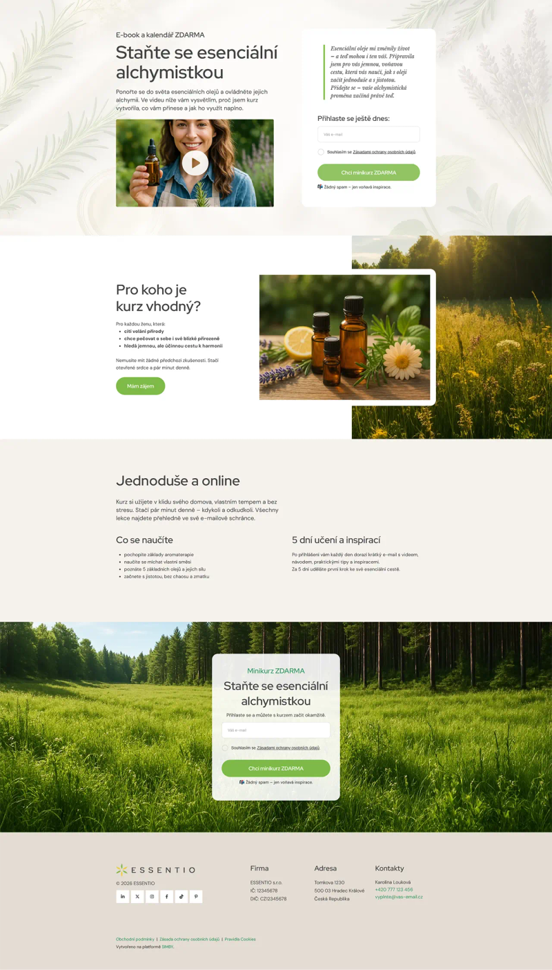 Prodejní stránky (landing page) — ukázka výstupu
