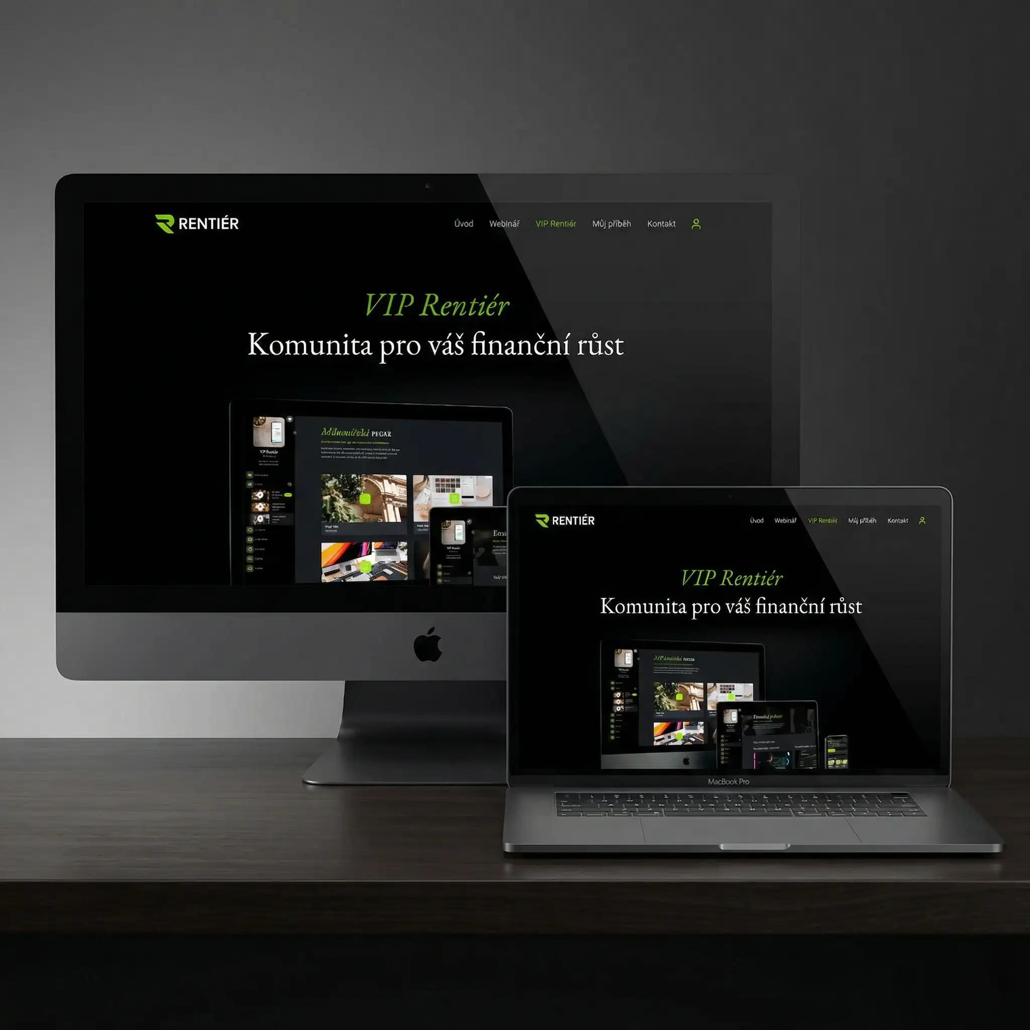 Webdesign, komunita, kurzy a funnel Rentiér.
