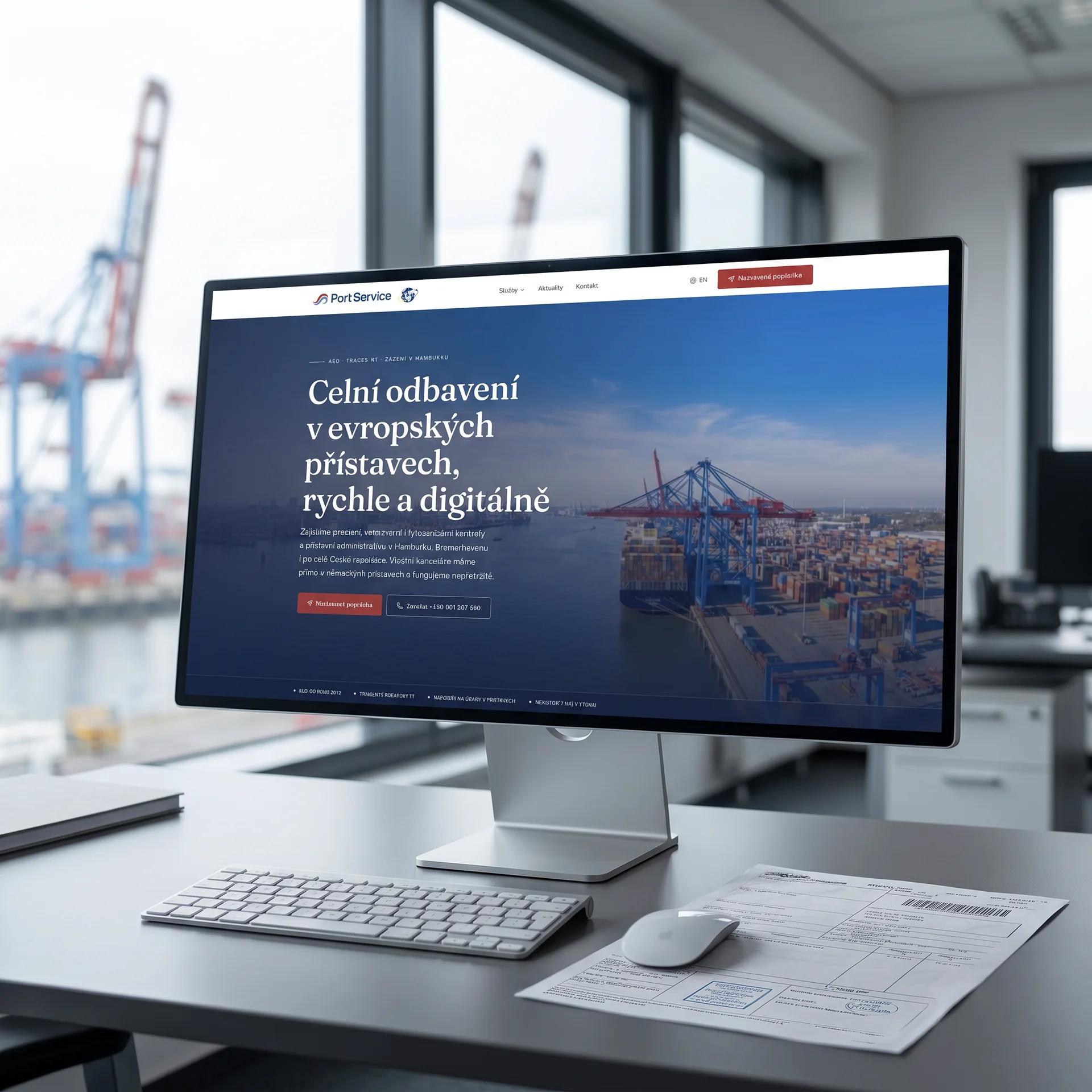 Ukázka webdesignu pro Port Service: úvodní stránka