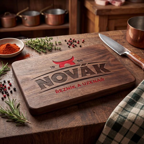 Logo Novák Maso na dřevěném prkénku