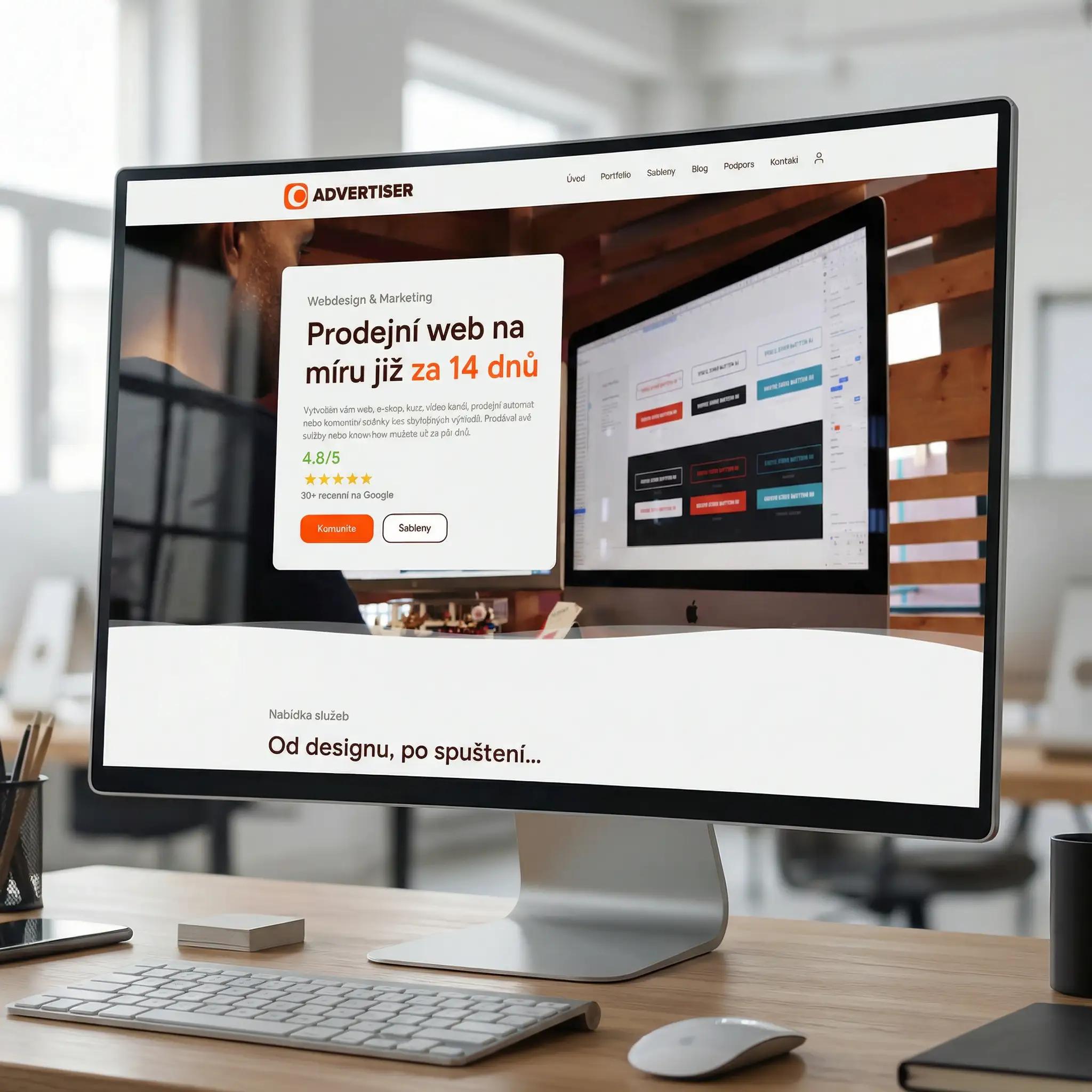 Webdesign a prodejní trychtýř Advertiser.