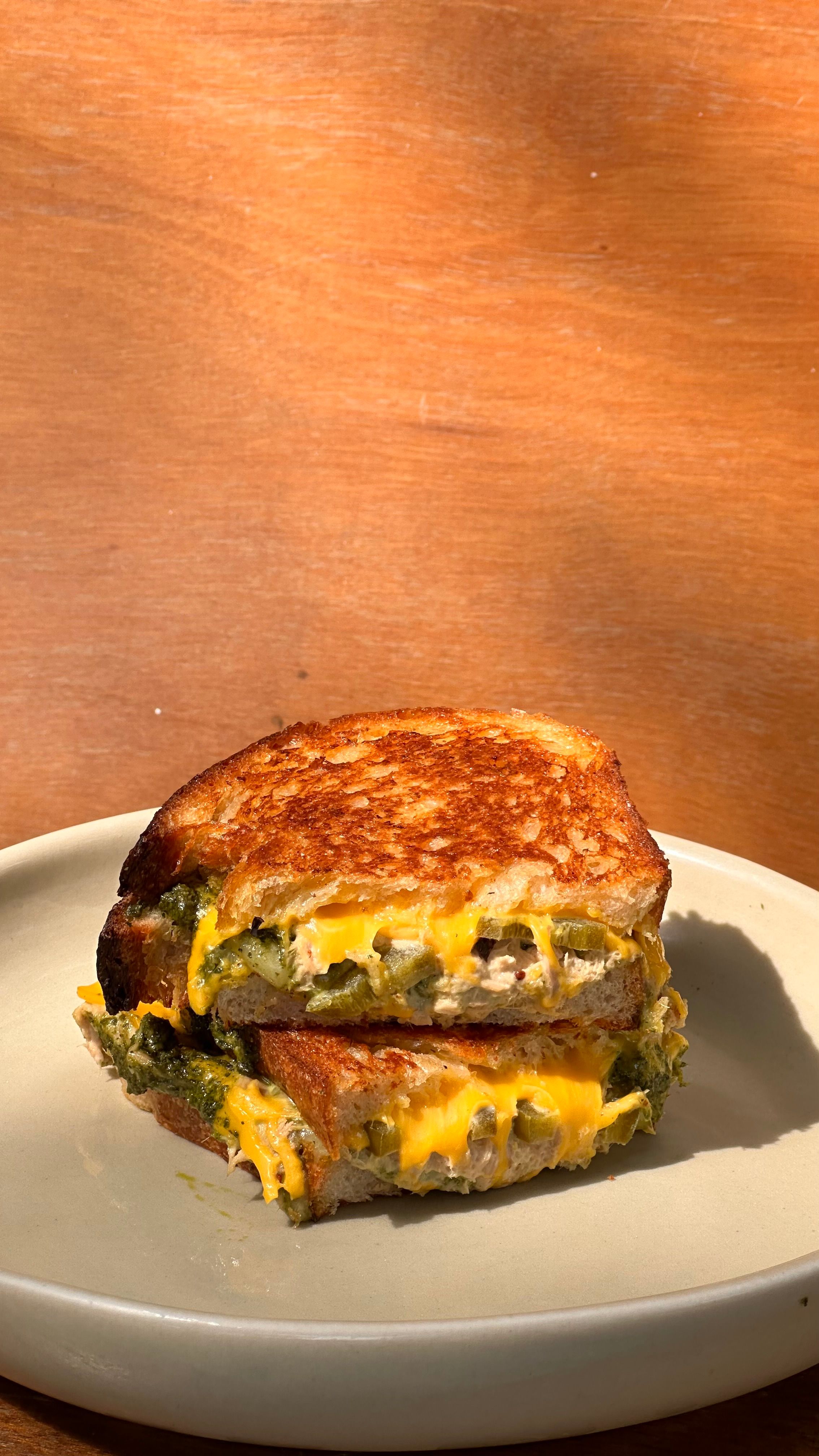Pesto Tuna Melt Grilled Cheese Sandwich