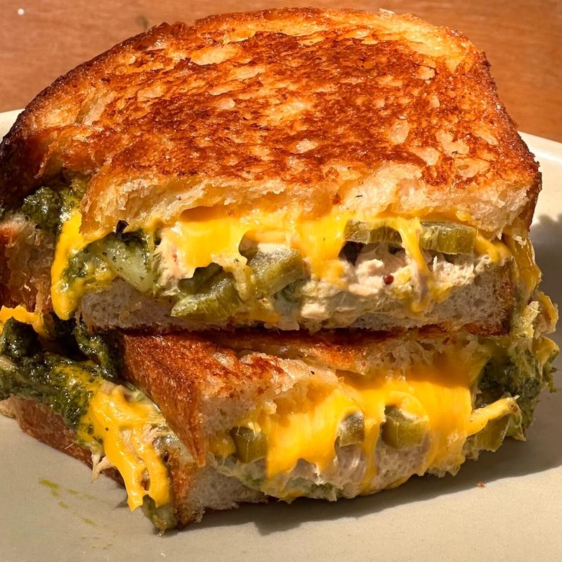 Pesto Tuna Melt Grilled Cheese Sandwich