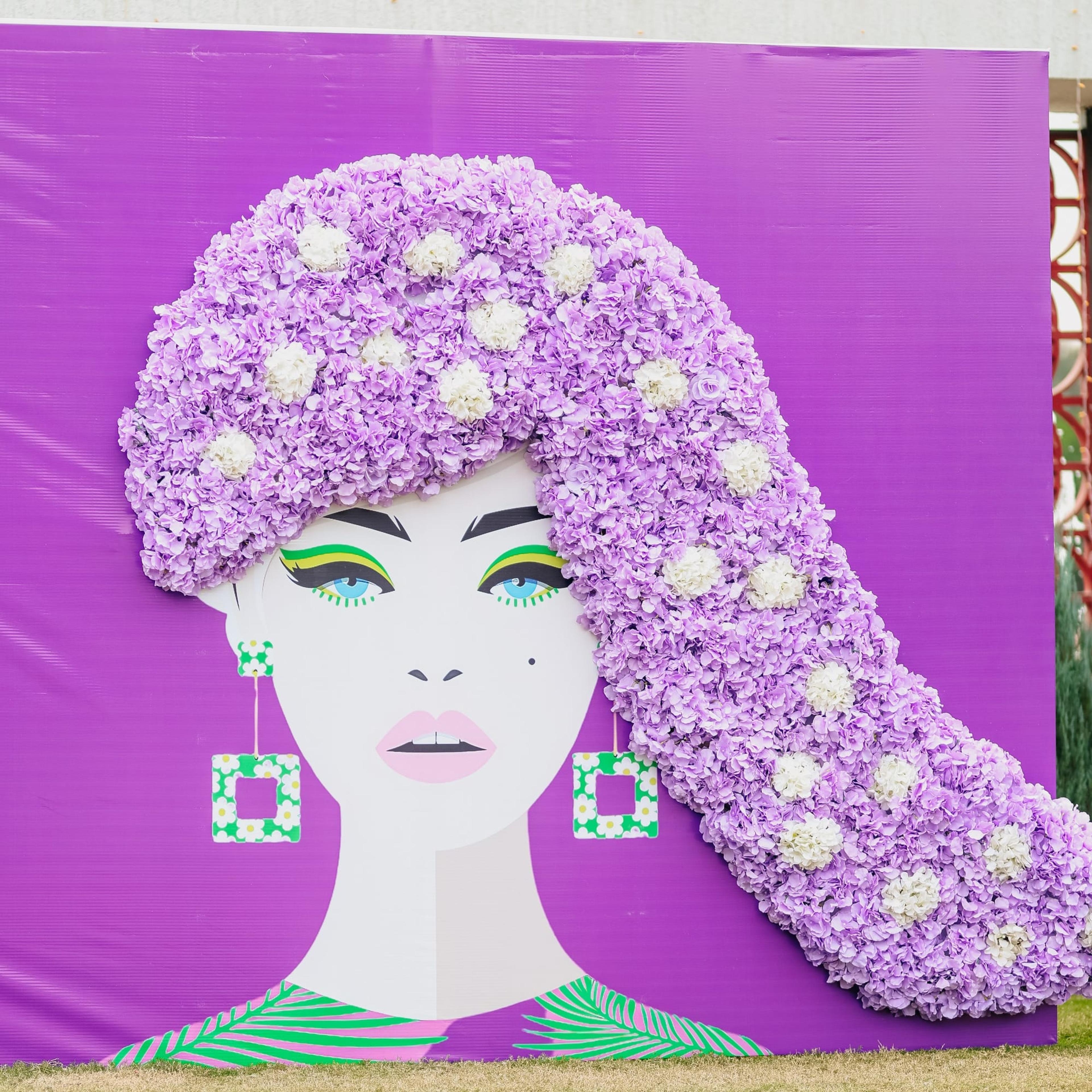 Lilac floral arch in the garden