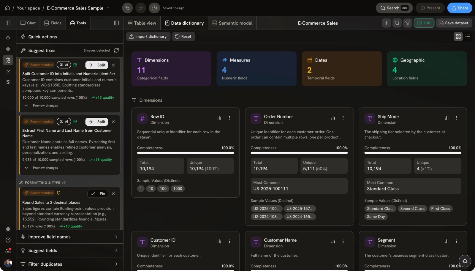 Clean, transform, and enrich without writing code.