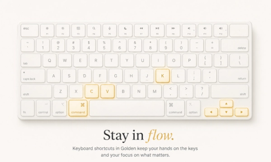 Every keyboard shortcut in Golden (and the one that finds the rest)
