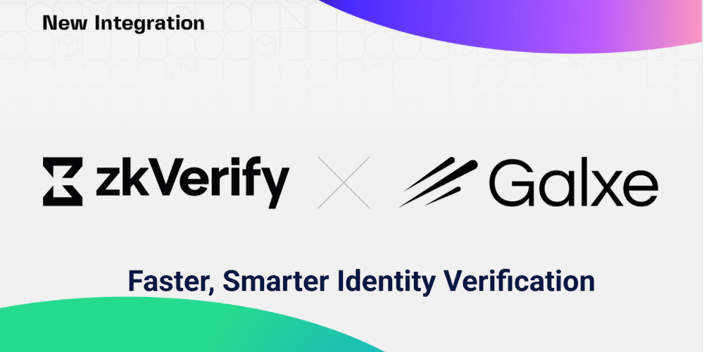 a logo for zkverify and galxe with the words faster smarter identity verification