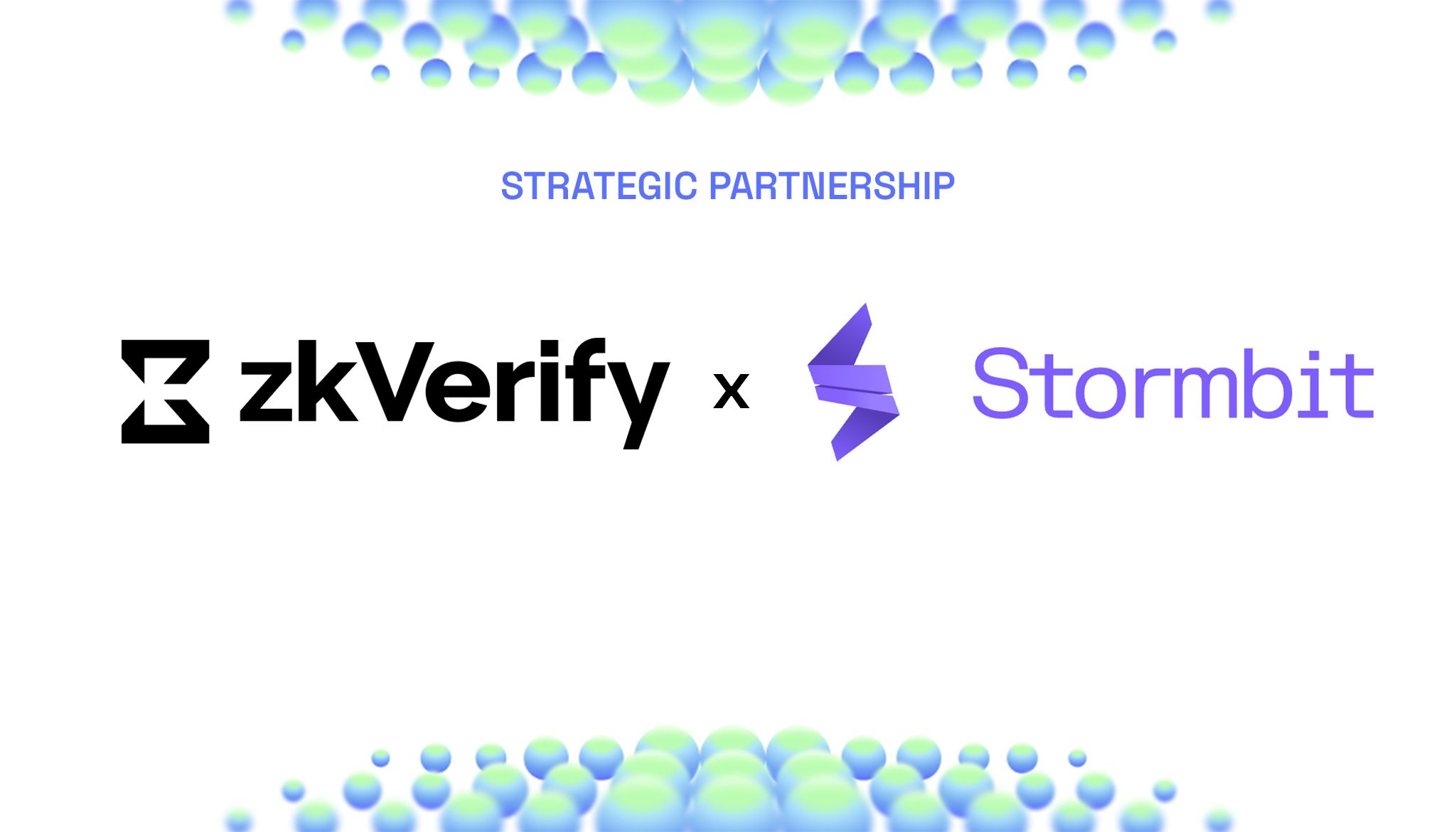the logos for zk verify and stormbit are on a white background .
