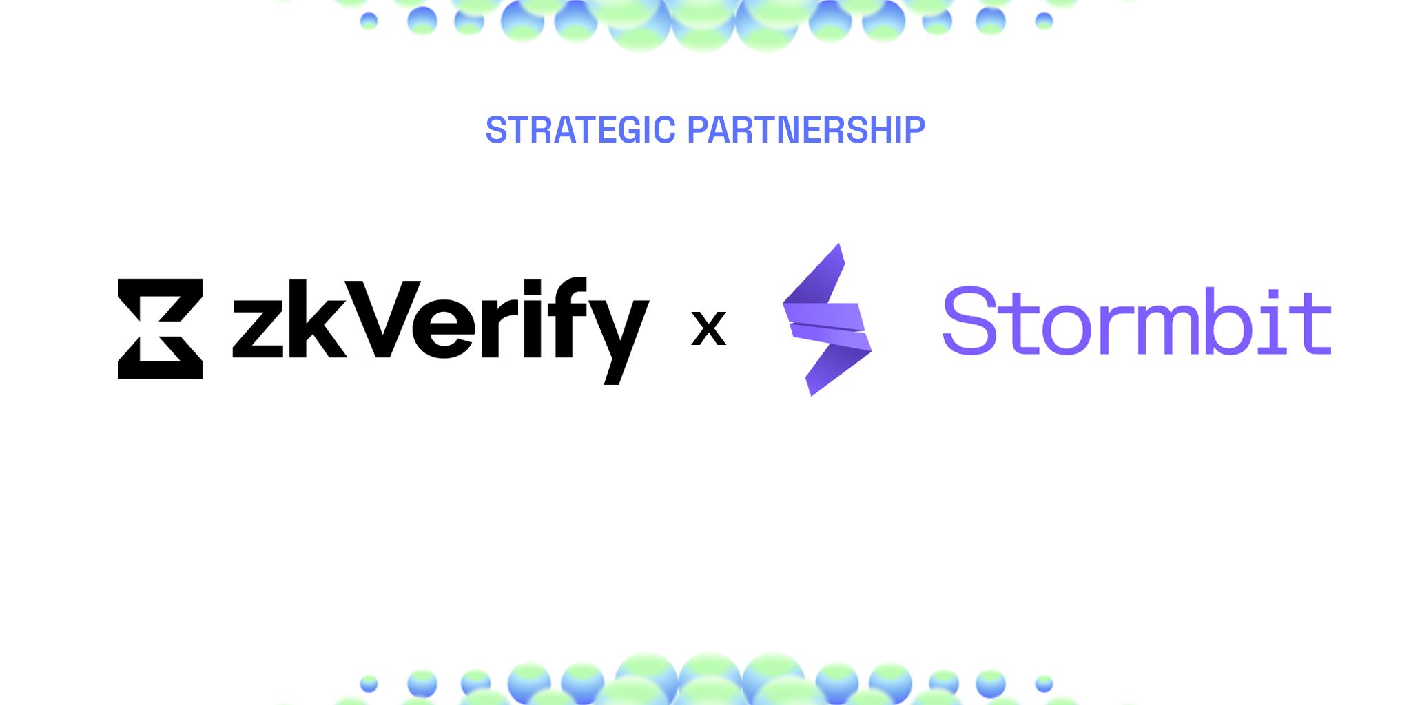 the logos for zk verify and stormbit are on a white background .
