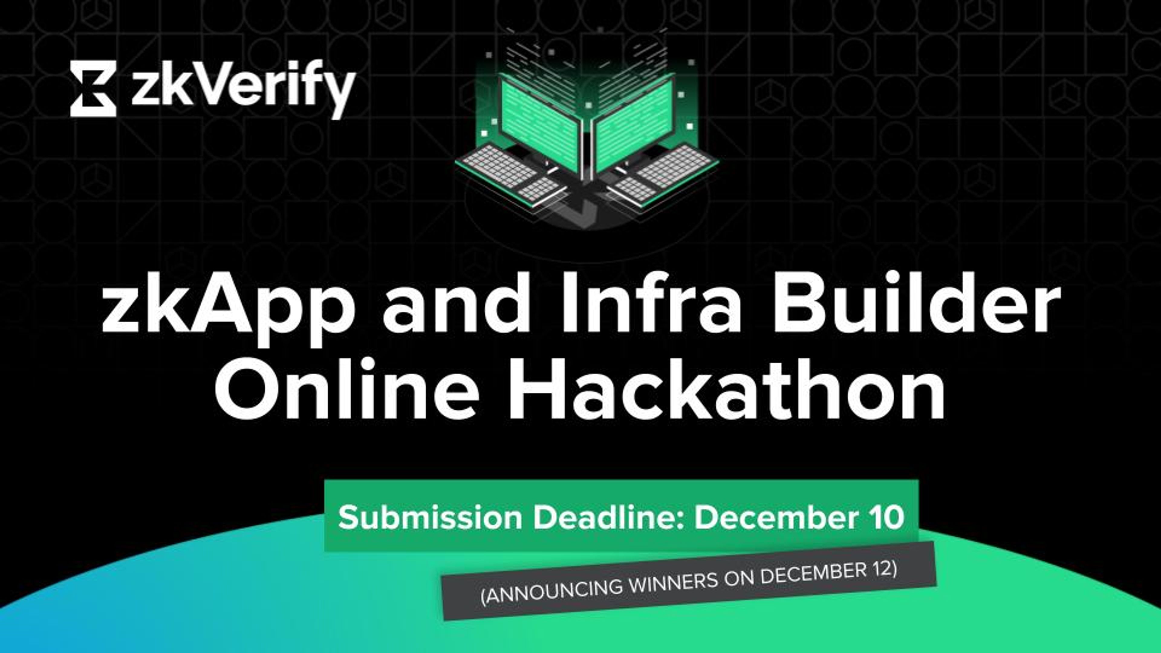 a poster for the zk verify zkapp and infra builder online hackathon