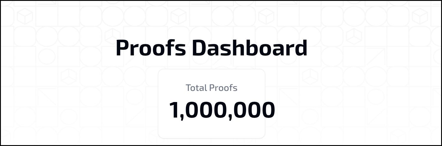 proofs dashboard total proofs 1,000,000 is shown on a white background .