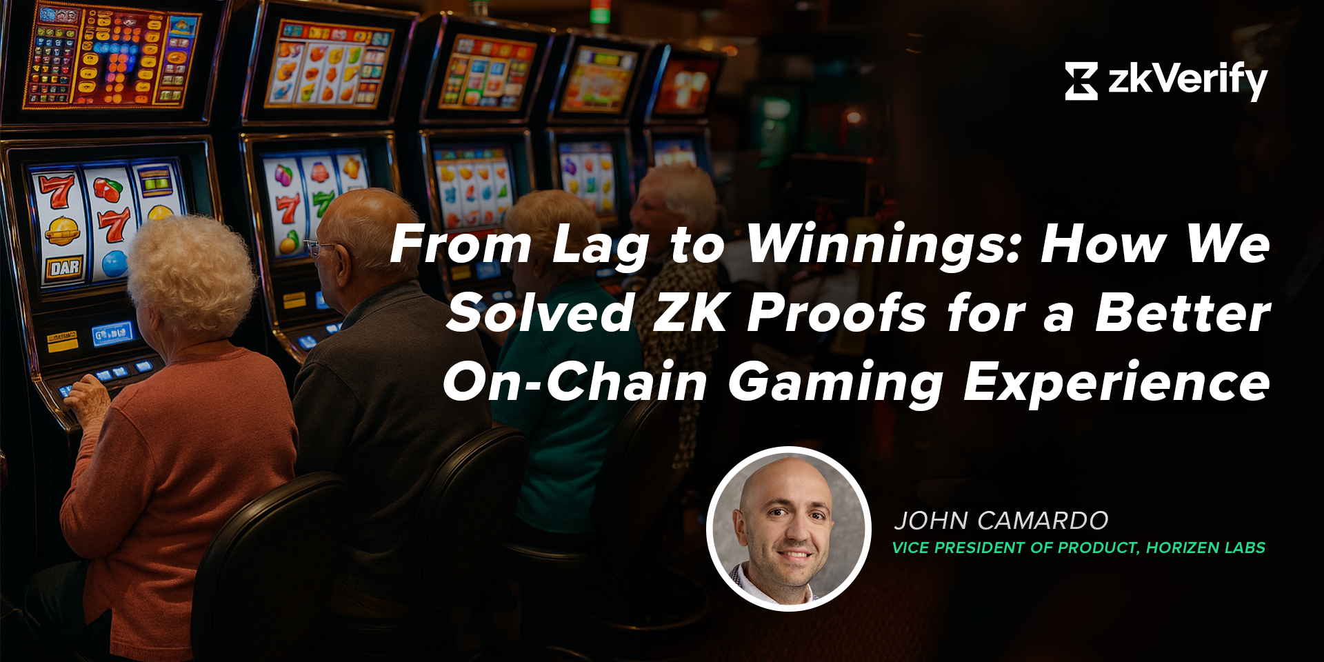 an ad for zk verify shows people playing slot machines