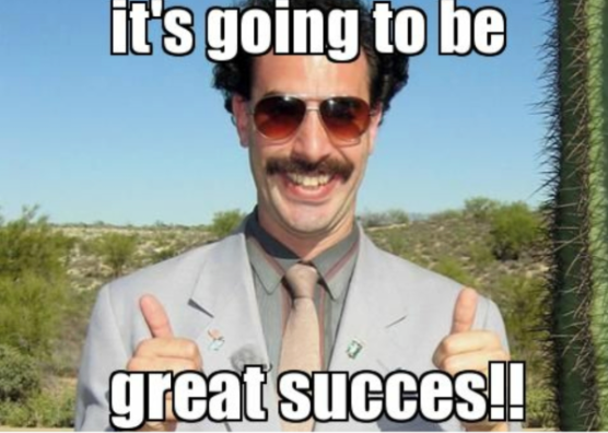 a man in a suit and tie giving a thumbs up with the caption it 's going to be great success
