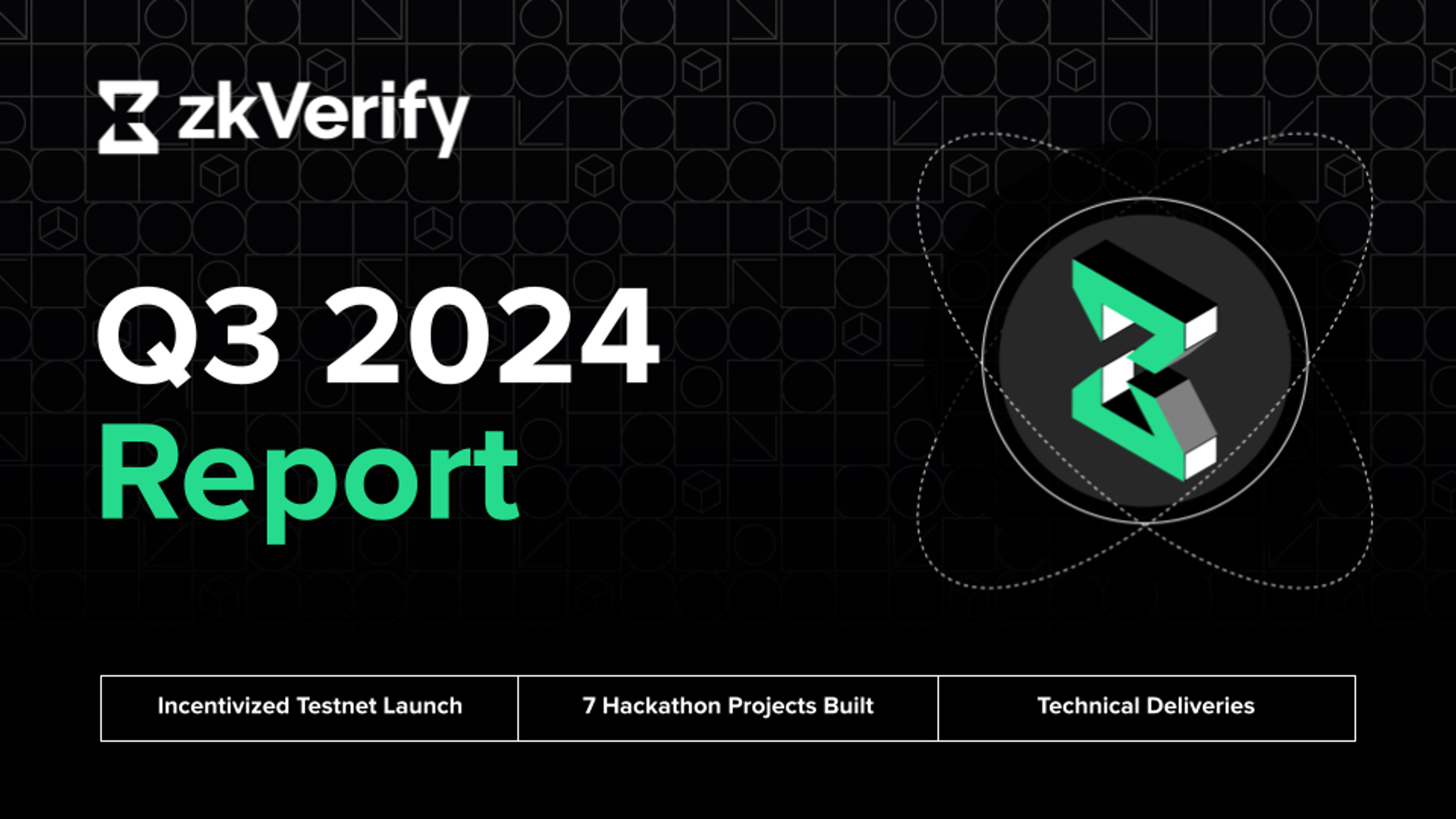 a black background with the words zkverify q3 2024 report