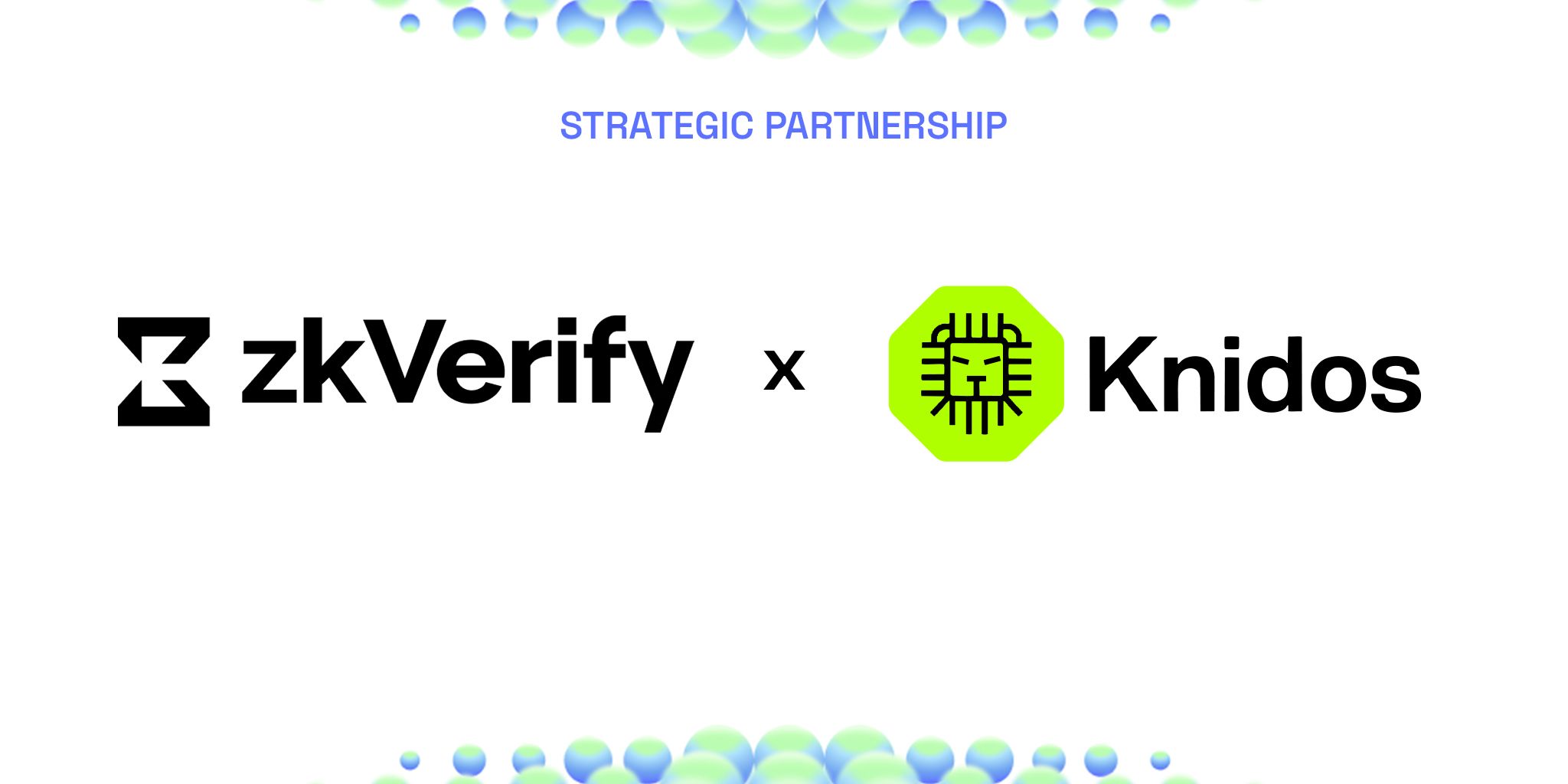 Strategic partnership between zkVerify and Knidos, showing their logos.