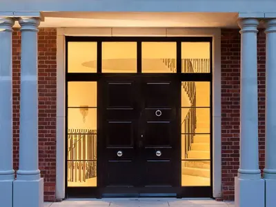 lighted mumford and wood entrance door
