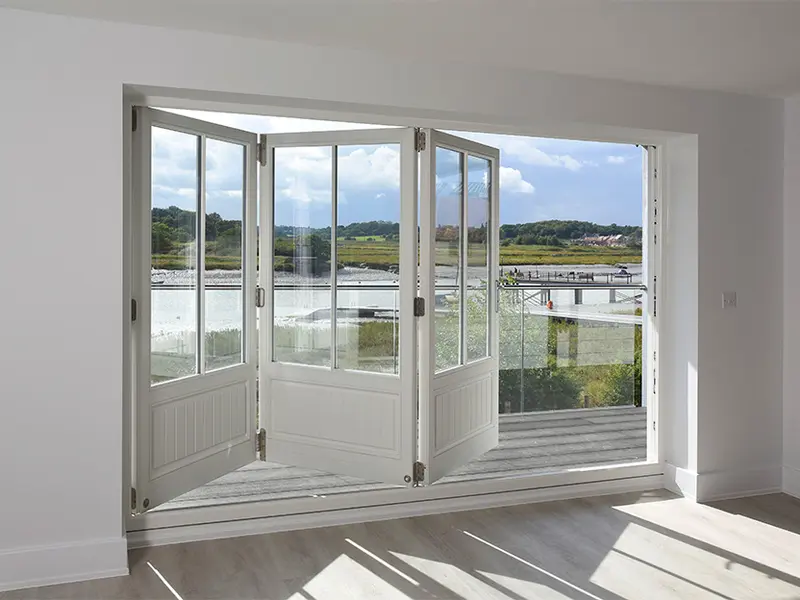 white bifold doors