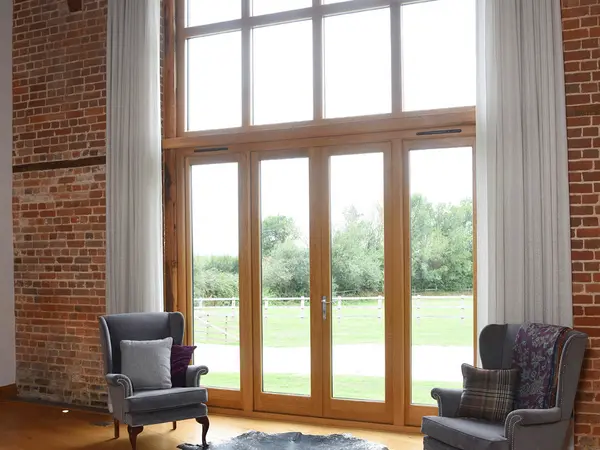 French Door  Stained Interior - French door in Stained