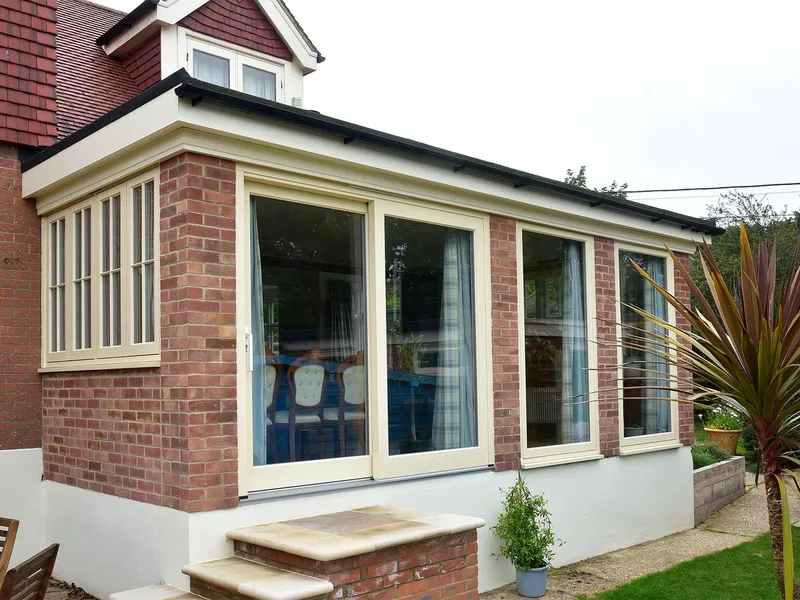 patio doors finished in ivory