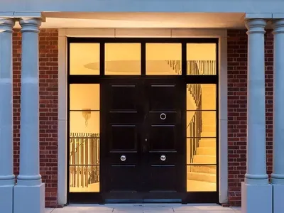 lighted mumford and wood entrance door