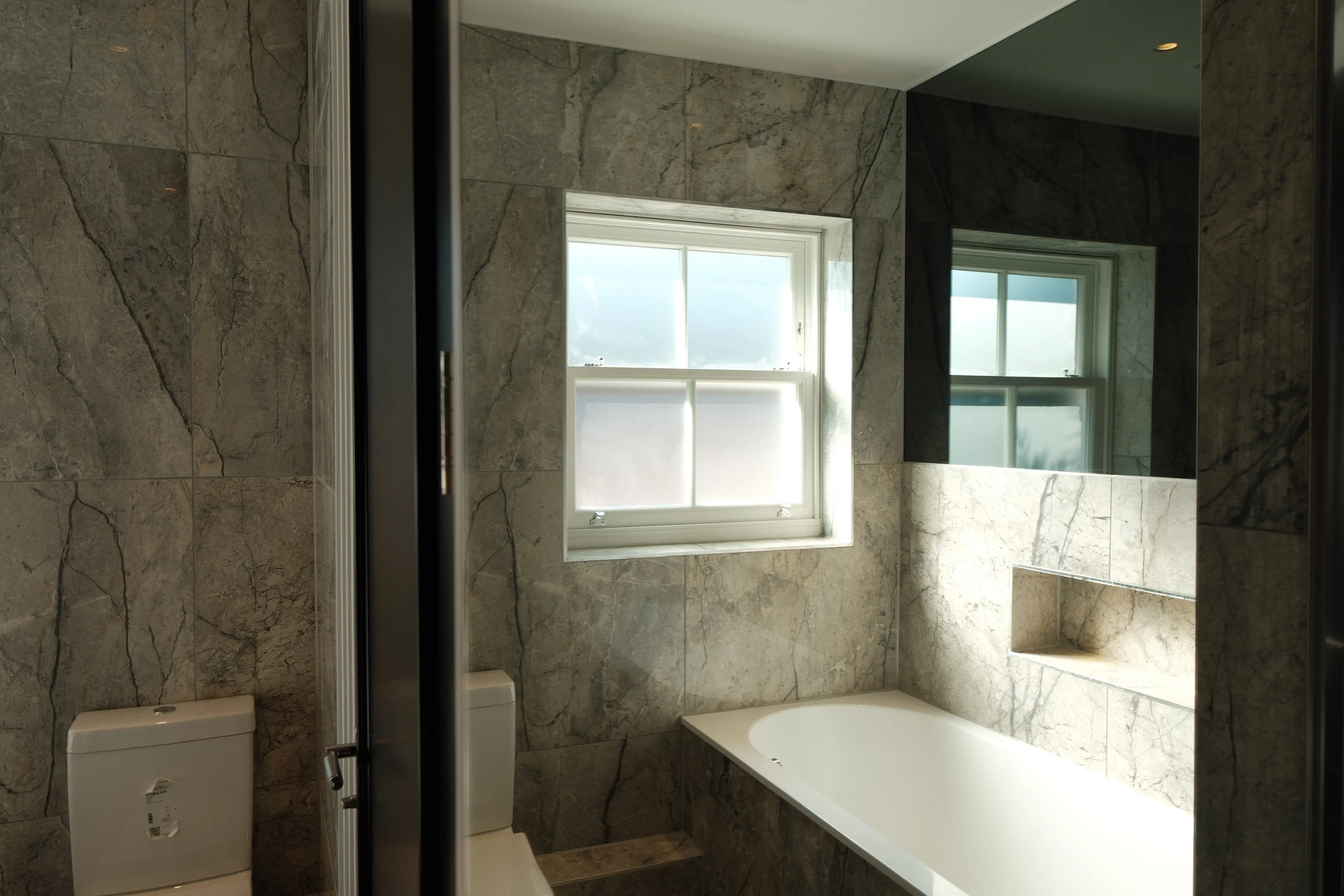 timber windows in bathroom