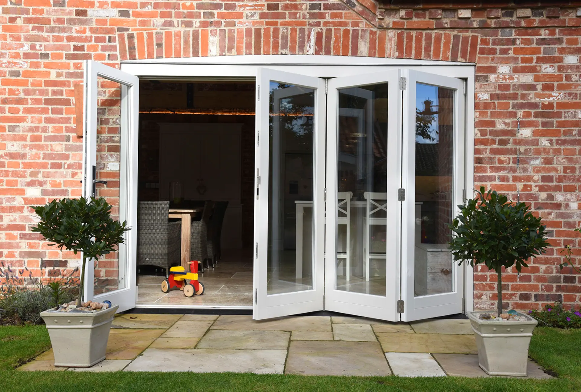 Bifold Door White Exterior 2 - Bi-fold door in White