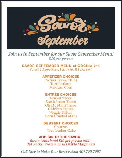 image from Join us in September for our Savor September Menu!