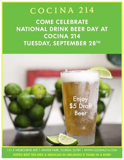 image from Enjoy National Drink Beer Day at Cocina 214!