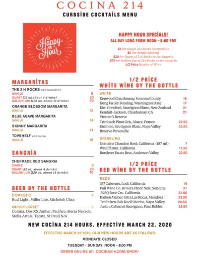 image from  New Happy Hour Cocktail Menu for Takeout and Delivery!