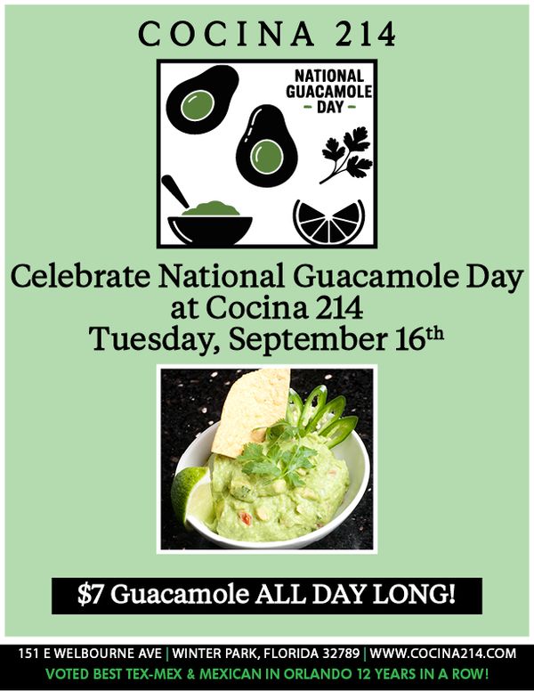 image from Celebrate National Guacamole Day at Cocina 214 on September 16th!
