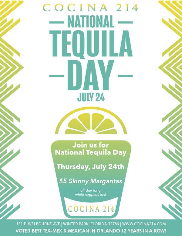 image from Enjoy $5 Skinny Margaritas on National Tequila Day (July 24th) at Cocina 214!