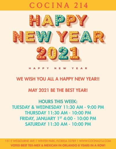 image from New Year's Week Restaurant Hours
