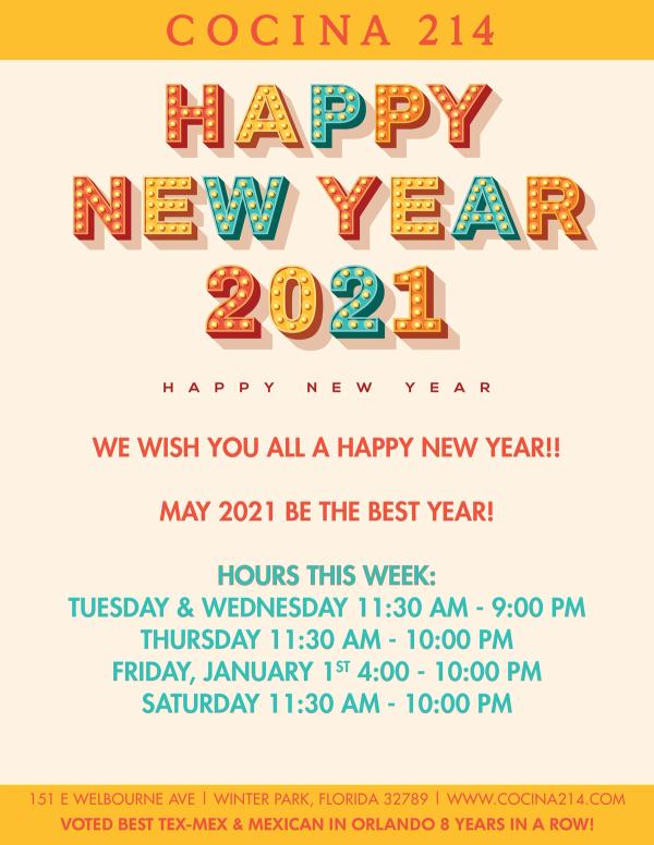 image from New Year's Week Restaurant Hours