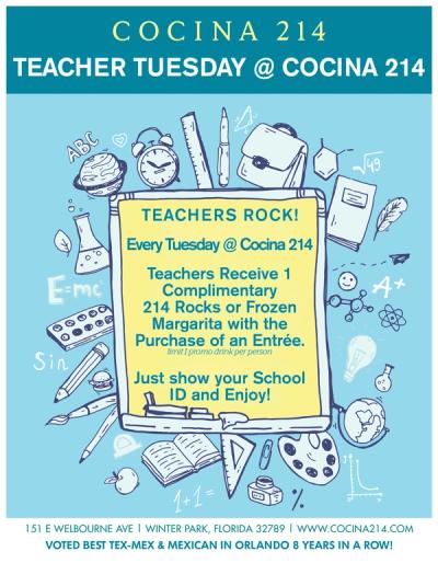 image from Teacher Tuesday at Cocina 214!