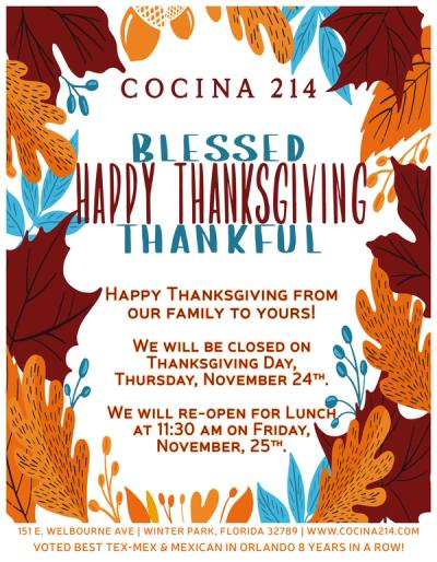 image from Happy Thanksgiving from Cocina 214!